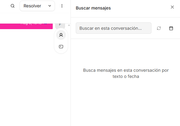 Panel Buscar mensajes dentro de una conversación