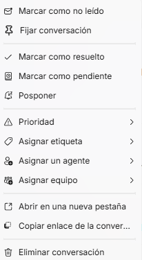 Acciones para cambiar el estado, posponer y establecer prioridad