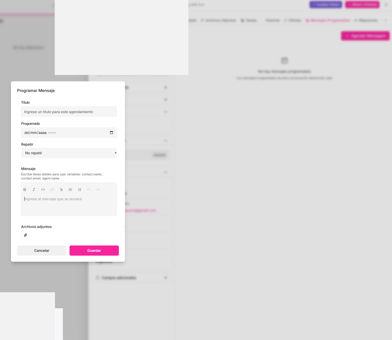 Cómo programar un mensaje desde una tarjeta Kanban — Waclis Inbox