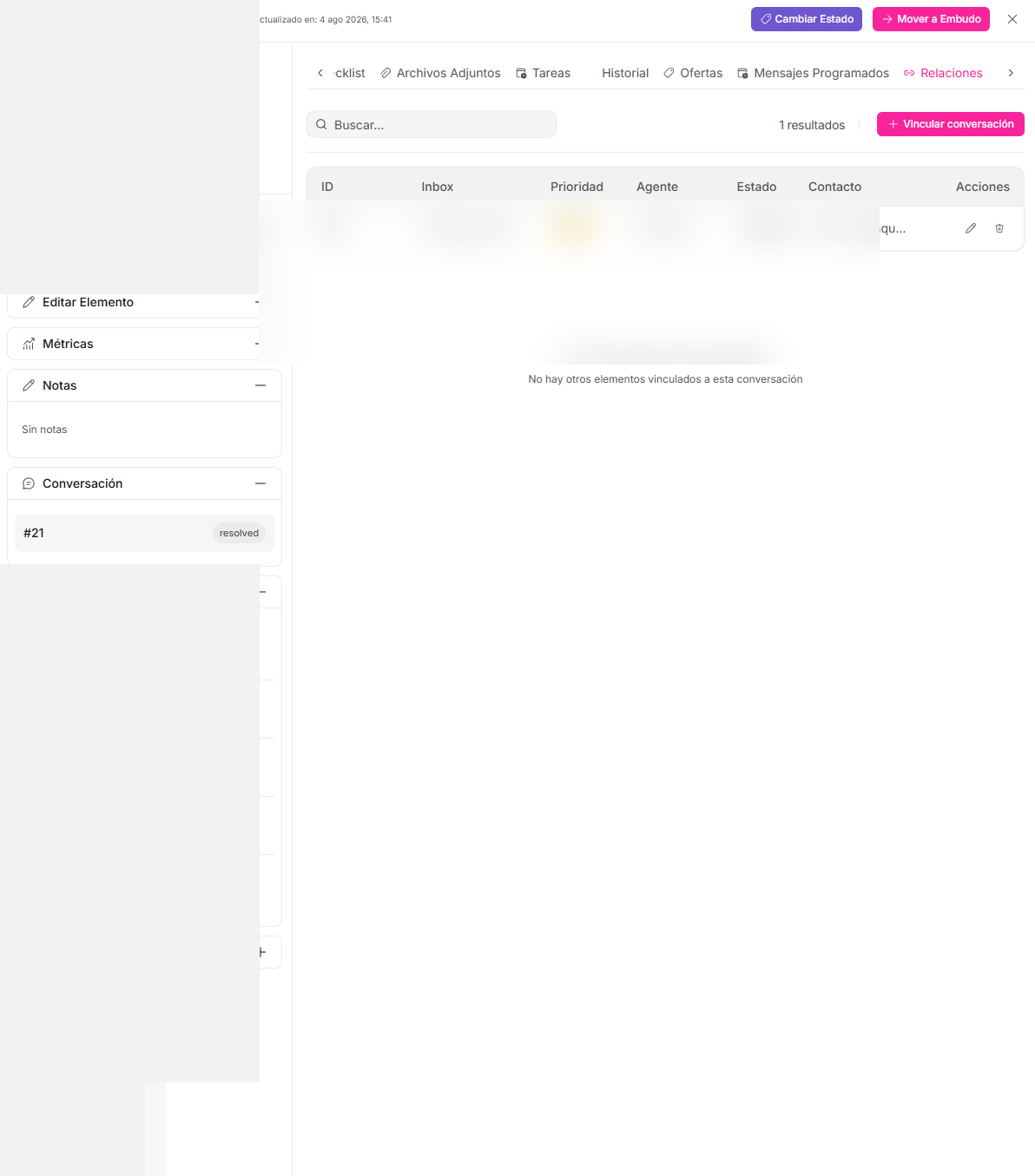 Cómo consultar las relaciones de una tarjeta Kanban — Waclis Inbox