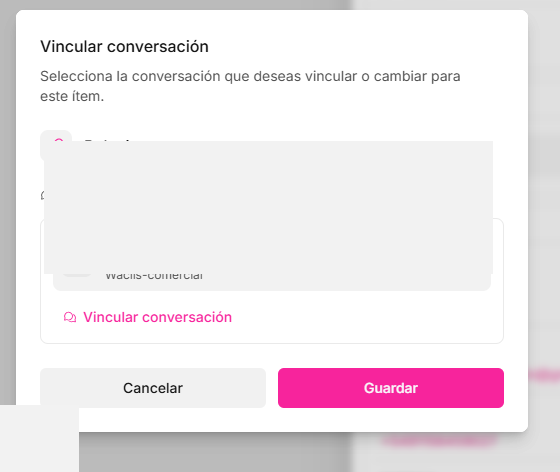 Cómo vincular una conversación a una tarjeta Kanban — Waclis Inbox