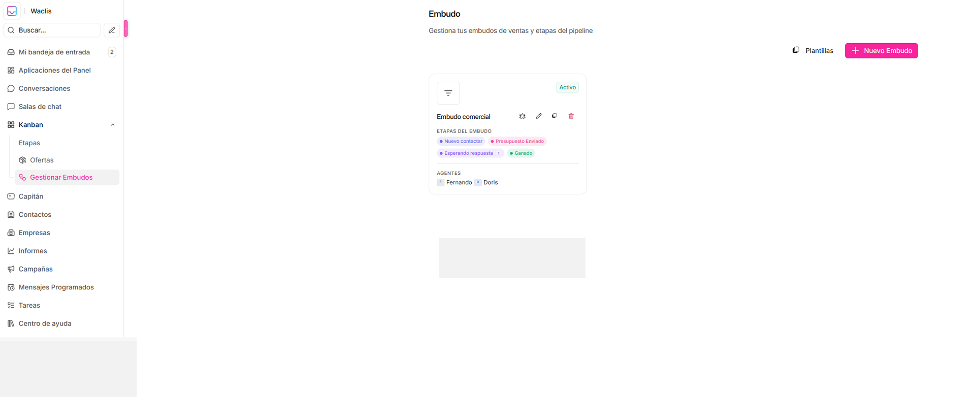 Cómo gestionar embudos de Kanban — Waclis Inbox
