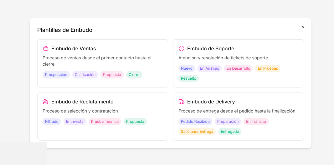 Cómo crear un embudo desde una plantilla — Waclis Inbox