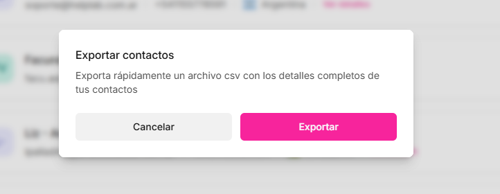 Confirmación para exportar contactos