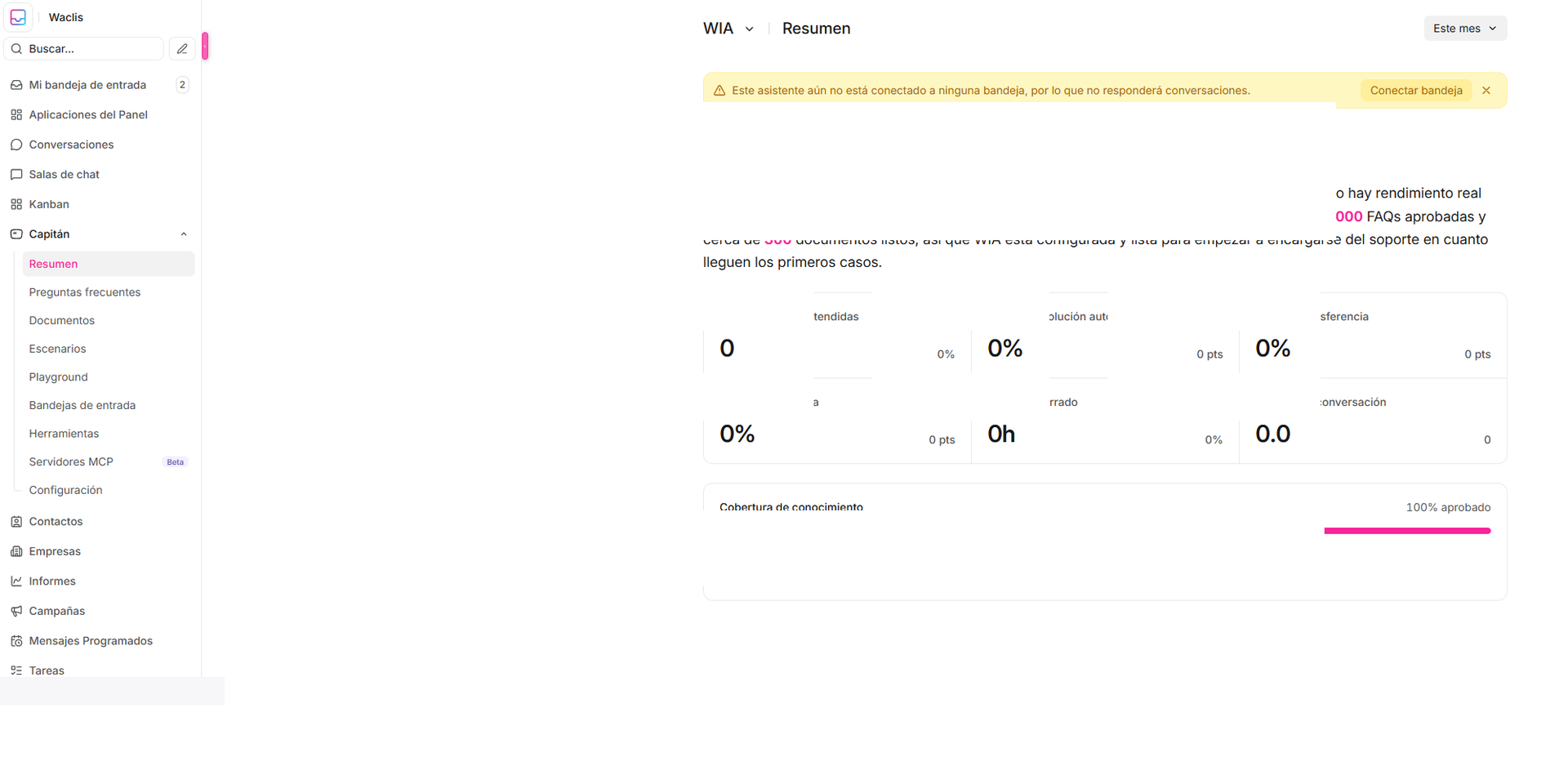 Referencia de métricas del Resumen de WIA