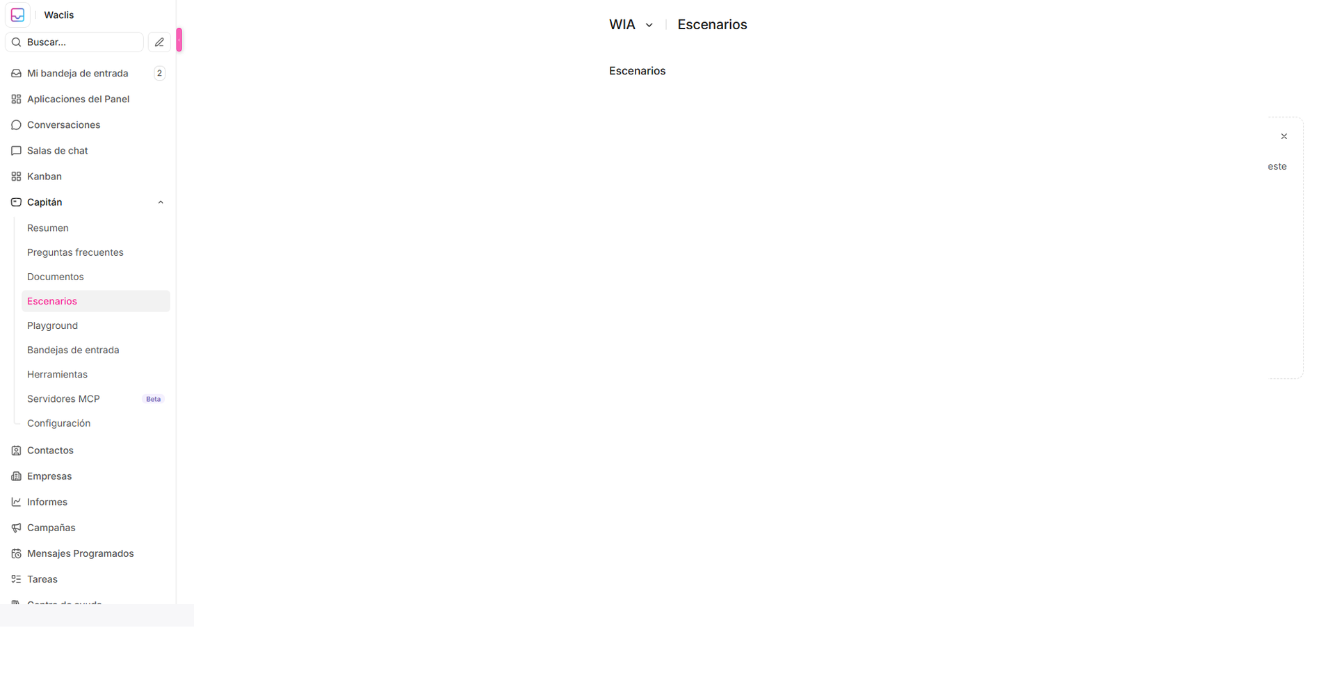 Cómo gestionar escenarios de WIA