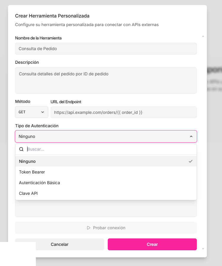 Referencia de campos de una herramienta personalizada