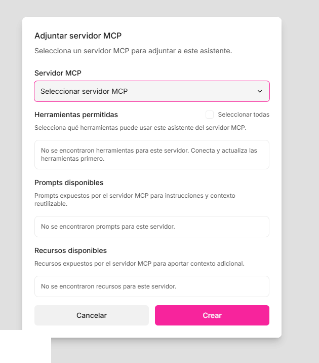 Cómo adjuntar un servidor MCP a WIA