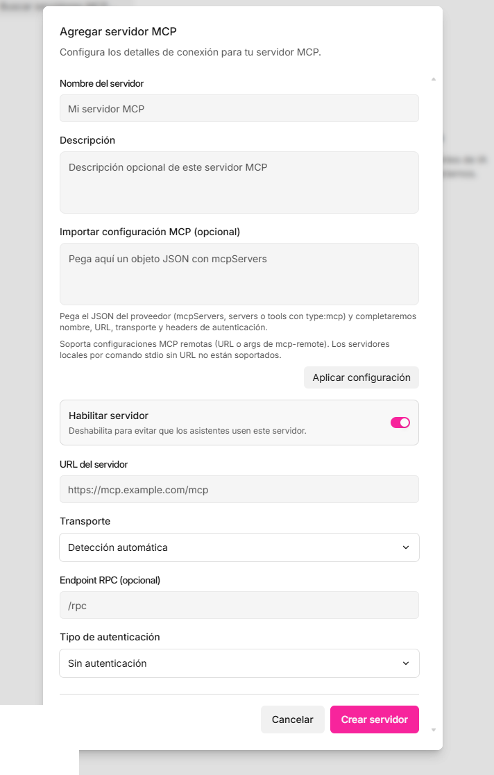 Cómo agregar un servidor MCP