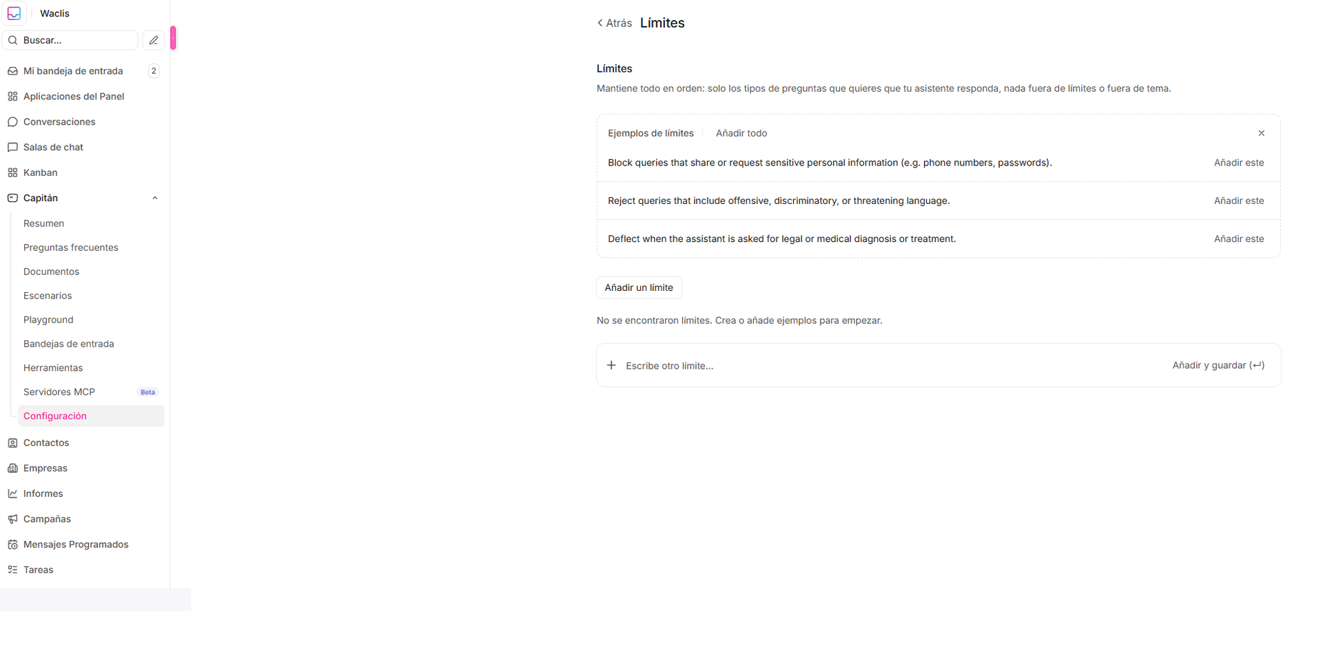 Cómo configurar los límites de WIA