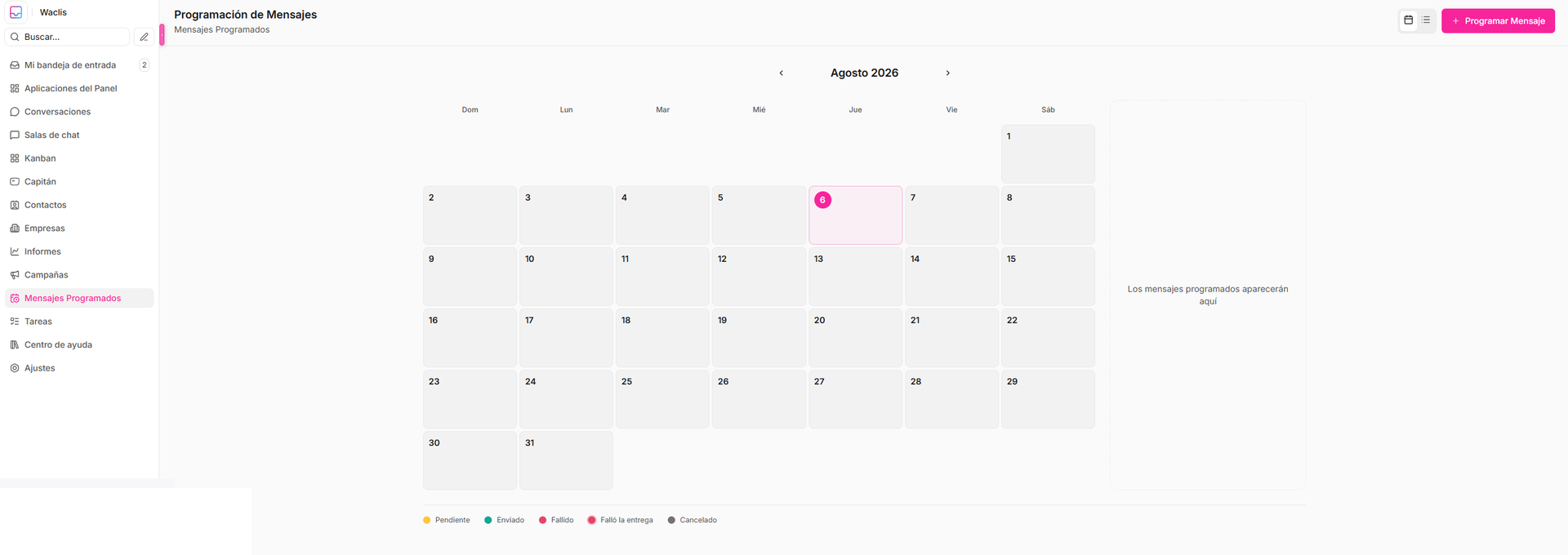Cómo cambiar entre calendario y lista de mensajes programados