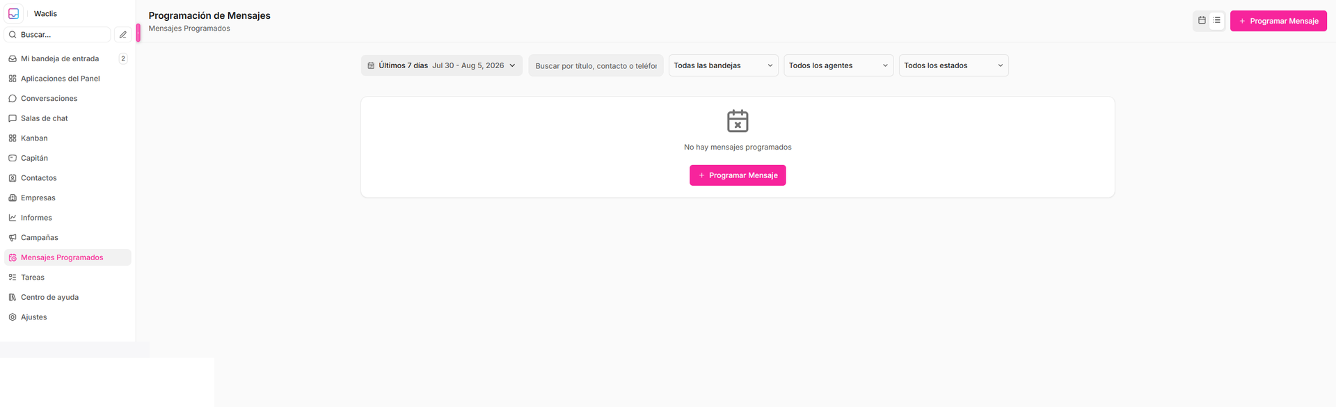Cómo cambiar entre calendario y lista de mensajes programados