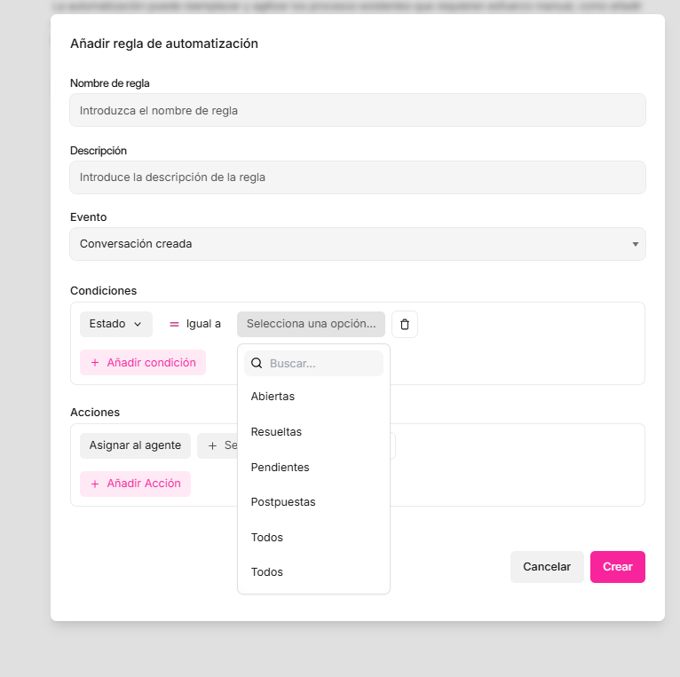 Cómo definir valores en condiciones de automatización